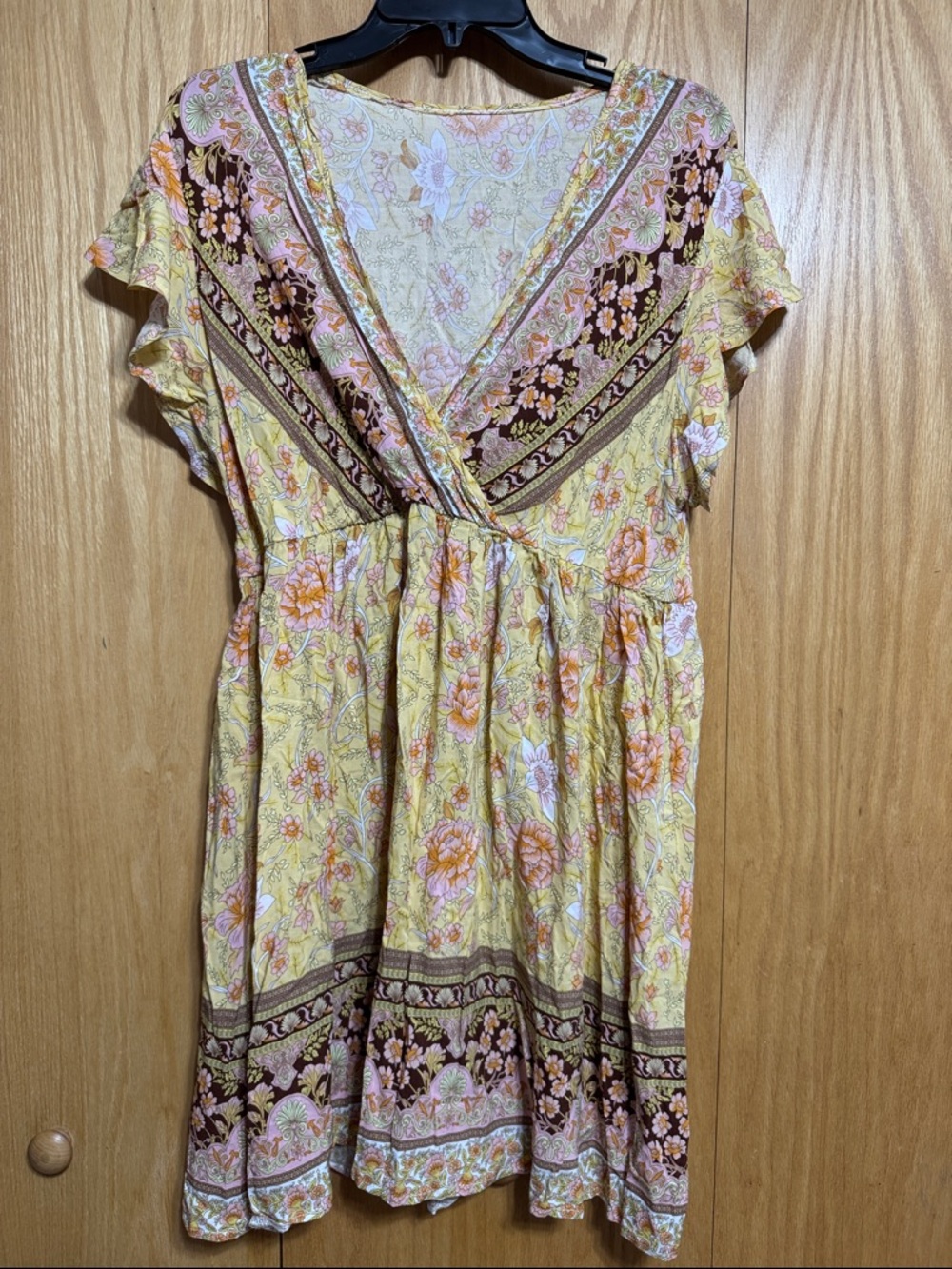 Yellow Floral Boho Wrap Dress